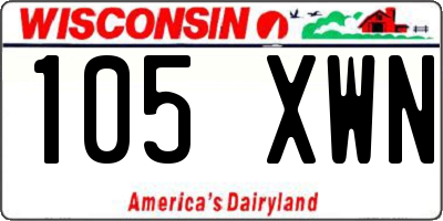 WI license plate 105XWN