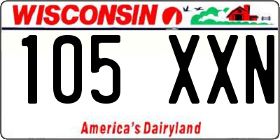 WI license plate 105XXN