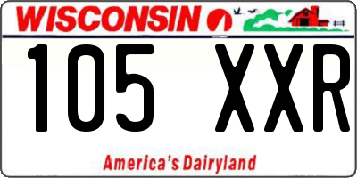WI license plate 105XXR