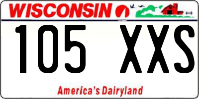 WI license plate 105XXS