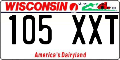 WI license plate 105XXT