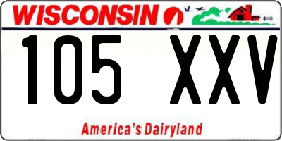WI license plate 105XXV