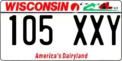 WI license plate 105XXY