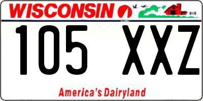 WI license plate 105XXZ