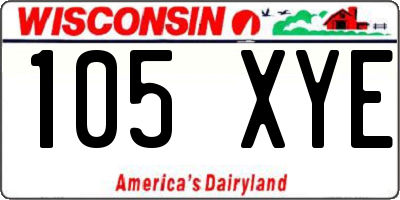 WI license plate 105XYE