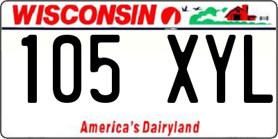 WI license plate 105XYL