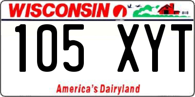 WI license plate 105XYT