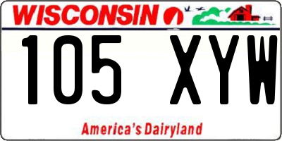 WI license plate 105XYW