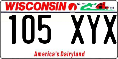 WI license plate 105XYX