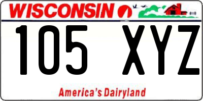 WI license plate 105XYZ