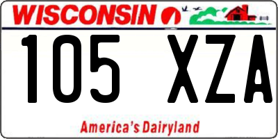 WI license plate 105XZA