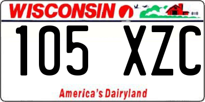 WI license plate 105XZC