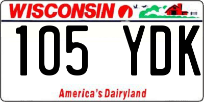 WI license plate 105YDK