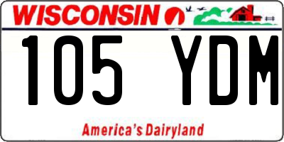 WI license plate 105YDM
