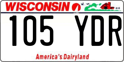 WI license plate 105YDR