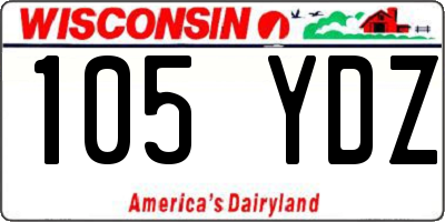 WI license plate 105YDZ