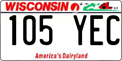WI license plate 105YEC