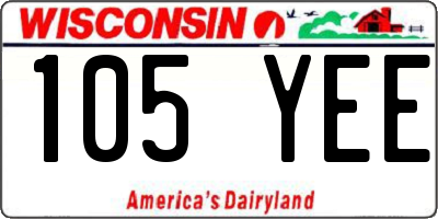 WI license plate 105YEE