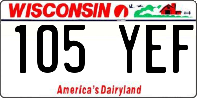 WI license plate 105YEF