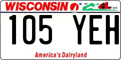 WI license plate 105YEH