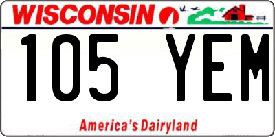 WI license plate 105YEM