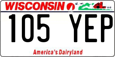 WI license plate 105YEP
