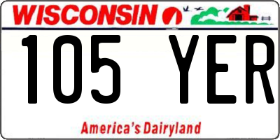 WI license plate 105YER