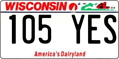 WI license plate 105YES