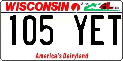 WI license plate 105YET