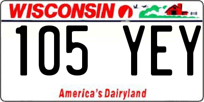 WI license plate 105YEY