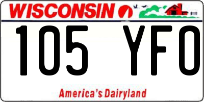 WI license plate 105YFO