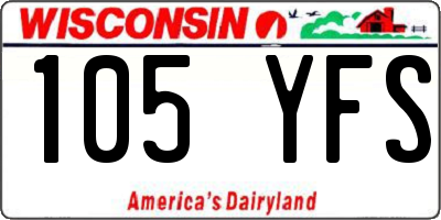 WI license plate 105YFS