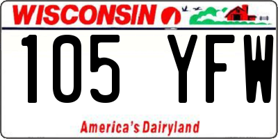 WI license plate 105YFW