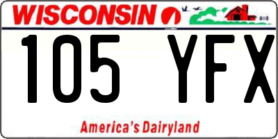 WI license plate 105YFX