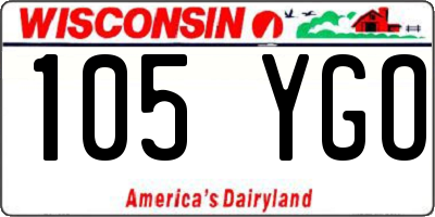 WI license plate 105YGO