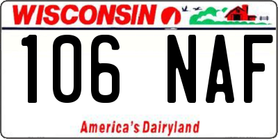 WI license plate 106NAF