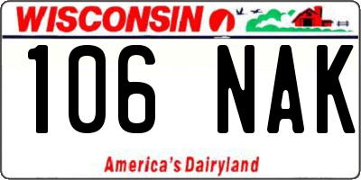 WI license plate 106NAK