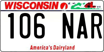 WI license plate 106NAR