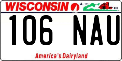 WI license plate 106NAU