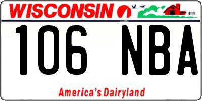 WI license plate 106NBA