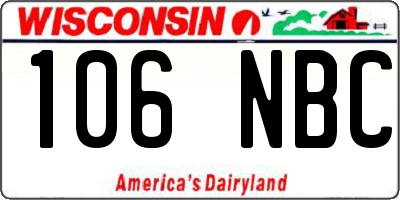WI license plate 106NBC