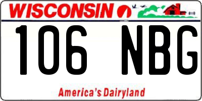 WI license plate 106NBG