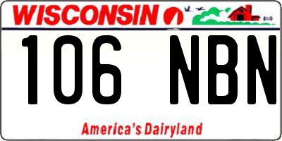 WI license plate 106NBN