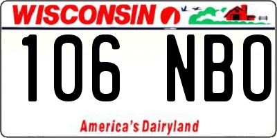 WI license plate 106NBO