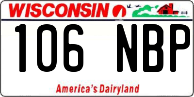 WI license plate 106NBP