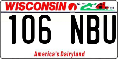 WI license plate 106NBU