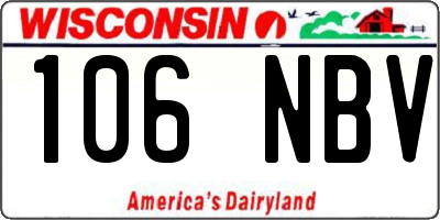 WI license plate 106NBV
