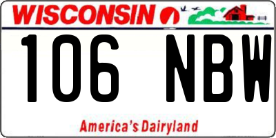 WI license plate 106NBW