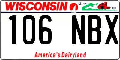 WI license plate 106NBX