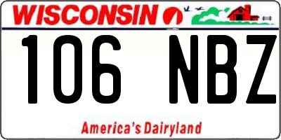 WI license plate 106NBZ
